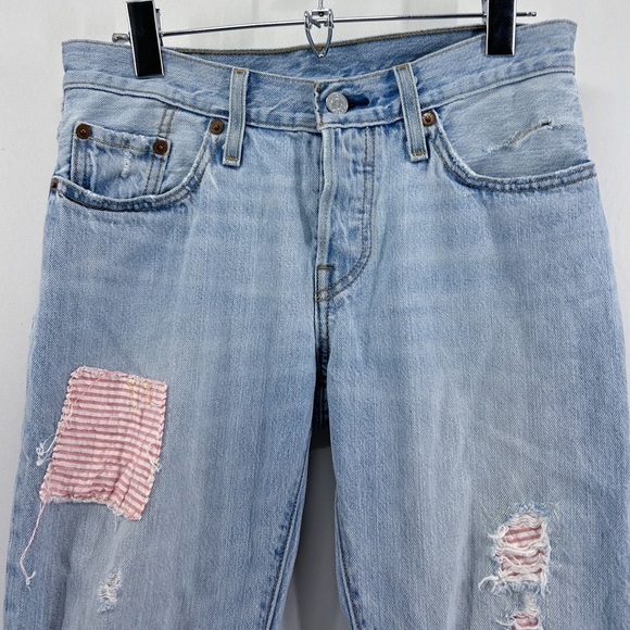Levi’s 501 CT Custom Tapered Relaxed Mom Jeans Distressed Patches Size 24 - Picture 3 of 6